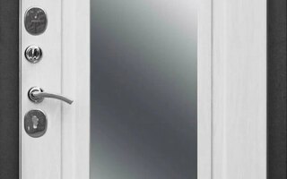 входная дверь для новостройки с зеркальной вставкой и МДФ внутри